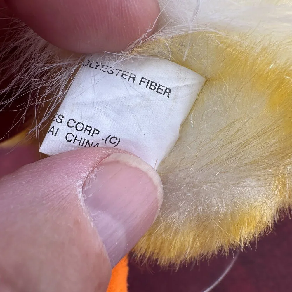 JSTUFF STUFFY SWEET SITTING YELLOW DUCK CHICK FLUFFY HAIR PLUSH TOY RARE 6